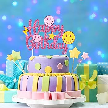 Amazon.com: Smile Face Party Cake Topper - Preppy Birthday